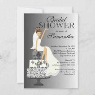 Modern Grey Brunette Bride Bridal Shower Invitation