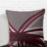Modern Grey & Burgundy Artistic Abstract Cushion<br><div class="desc">Grey and burgundy throw pillow features a modern artistic abstract design with shades of burgundy and grey with white accents on a grey background. This abstract composition is built on combinations of repeated ribbons, which are overlapped and interlaced to form an interesting artistic design. The grey, burgundy, white and wine...</div>