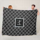 Modern grey burlap dog paw family monogram name