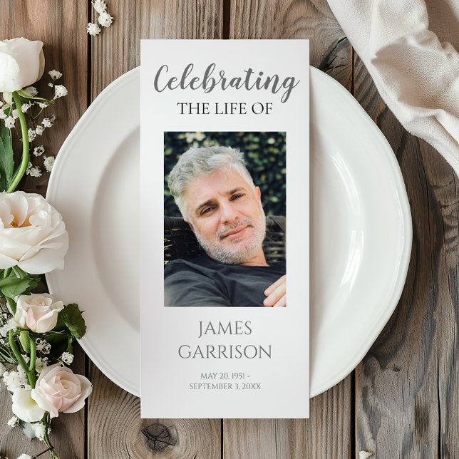 Modern Grey Celebration of Life Memorial Program Rack Card (Creator Uploaded)