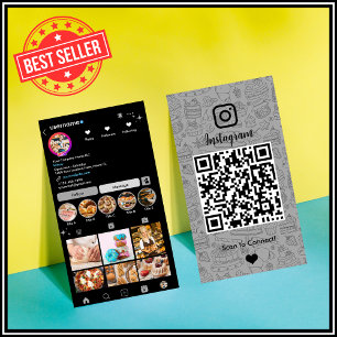 Modern Grey Chef & Bakery Instagram QR Business Card