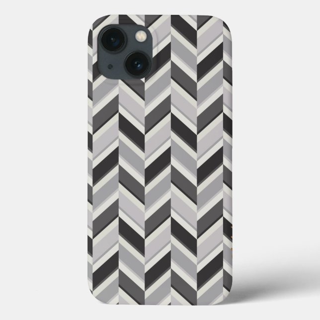 Modern grey chevron geometric pattern monogram Case-Mate iPhone case (Back)