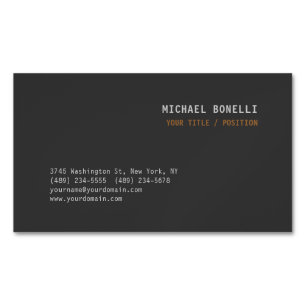 Modern Grey Chic Professional Custom Name Position Magnetic Business Card