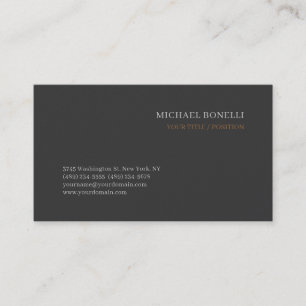 Modern Grey Chic Professional Custom Serif Font Business Card