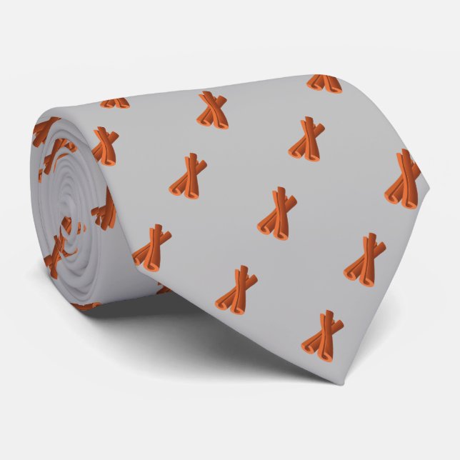 Modern Grey Cinnamon Stick Seamless Pattern Tie (Rolled)