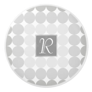 Modern Grey Circles Monogram Ceramic Knob