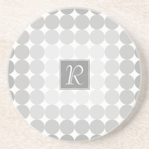 Modern Grey Circles Monogram Coaster