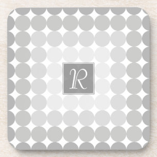 Modern Grey Circles Monogram Coaster