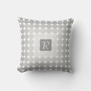 Modern Grey Circles Monogram Cushion