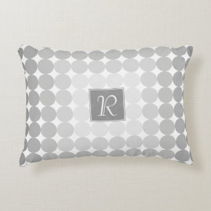 Modern Grey Circles Monogram Decorative Cushion