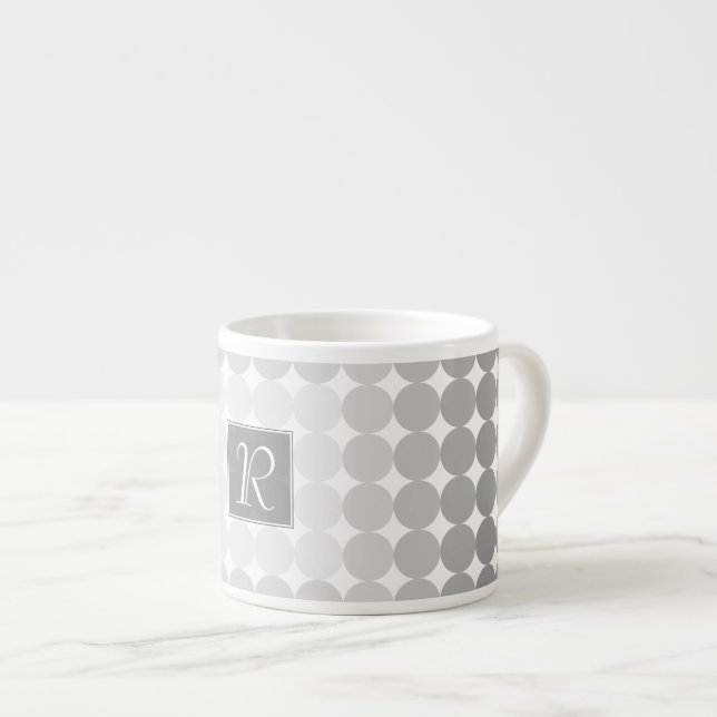 Modern Grey Circles Monogram Espresso Cup (Front Right)