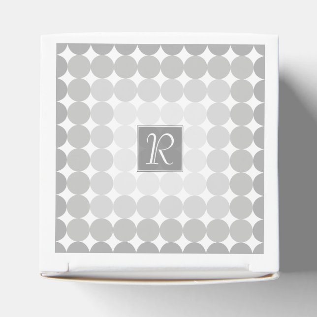 Modern Grey Circles Monogram Favour Box (Top)