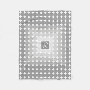 Modern Grey Circles Monogram Fleece Blanket