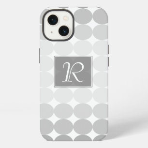 Modern Grey Circles Monogram iPhone Case