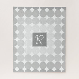 Modern Grey Circles Monogram Jigsaw Puzzle
