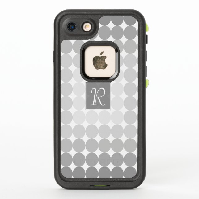 Modern Grey Circles Monogram LifeProof iPhone Case (Back)