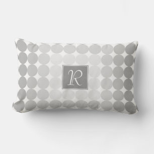 Modern Grey Circles Monogram Lumbar Cushion