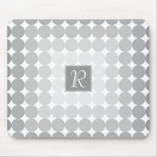 Modern Grey Circles Monogram Mouse Pad