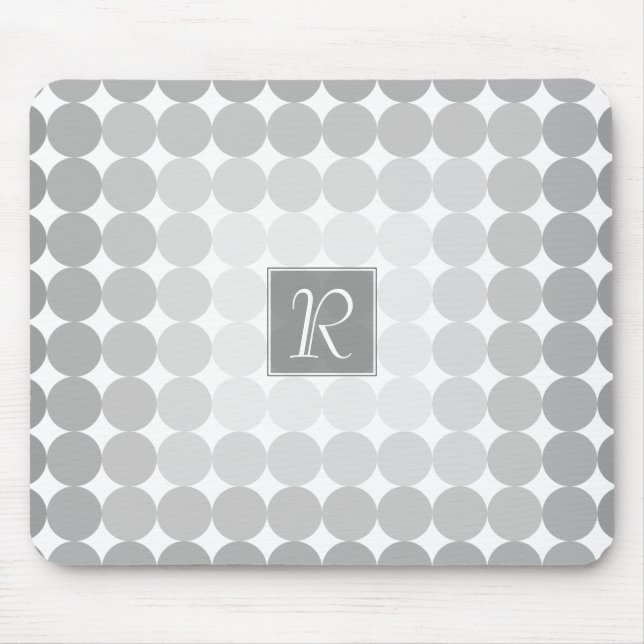 Modern Grey Circles Monogram Mouse Pad (Front)