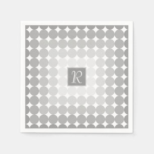 Modern Grey Circles Monogram Napkin