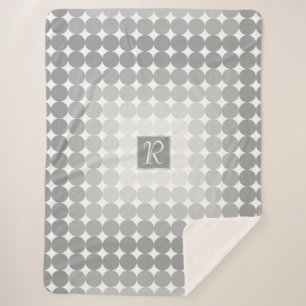Modern Grey Circles Monogram Sherpa Blanket