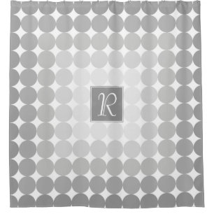 Modern Grey Circles Monogram Shower Curtain