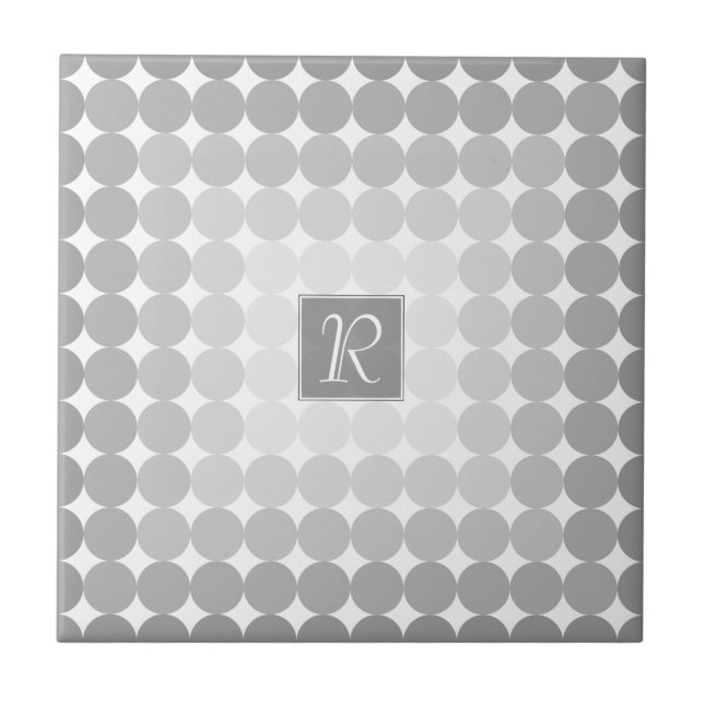 Modern Grey Circles Monogram Tile (Front)