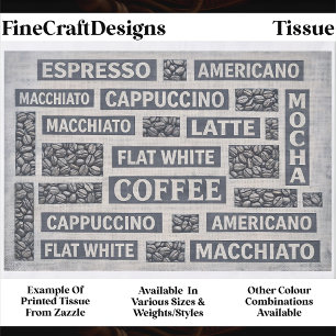 Modern Grey Coffee Cafe Typography FC8 Decoupage Tissue Paper