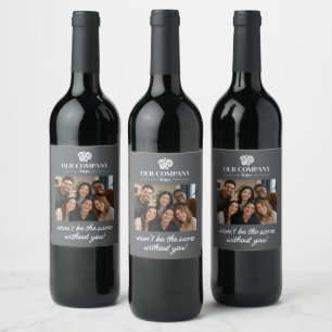 Modern Grey Colleague Photo Farewell Retirement Wine Label