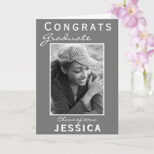 Modern Grey Congrats Graduate Graduation Photo Card