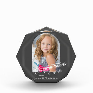 Modern Grey Congratulations JK Grad Announcement Photo Block