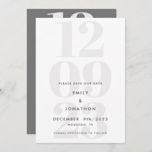 Modern Grey Date Typography Save The Date