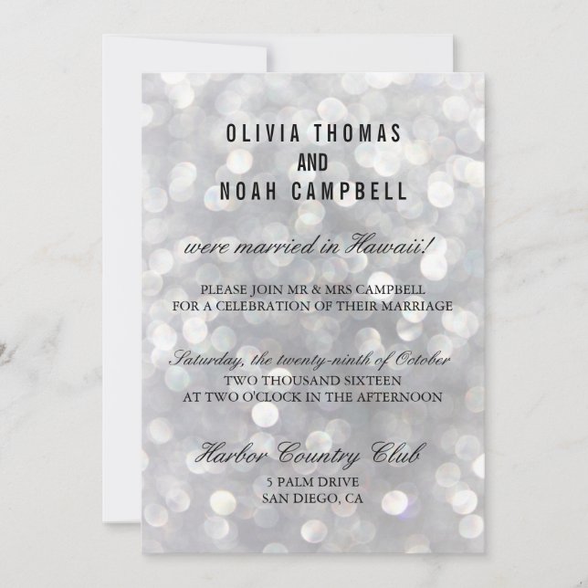 Modern Grey Elegant Post Wedding Reception Card (Front)