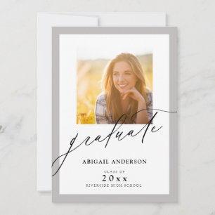 Modern Grey Elegant Script 2 Photo Graduation