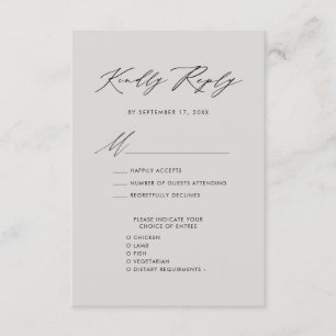 Modern Grey Elegant Script Minimalist Wedding RSVP Enclosure Card
