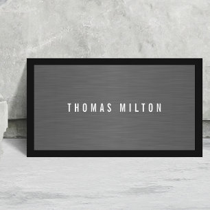Modern Grey Faux Metal Black Consultant Business Card