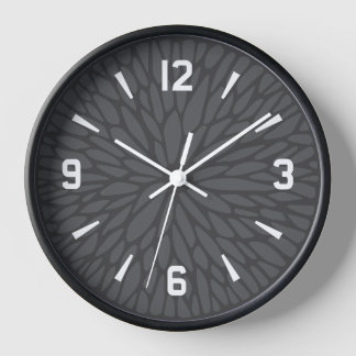 Modern Grey Floral Geometric Pattern Clock ⏰