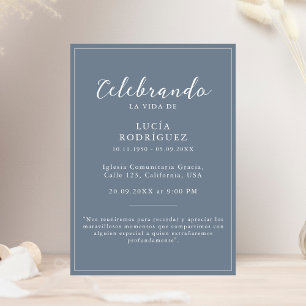 Modern Grey Funeral Memorial Invitation in Spanish