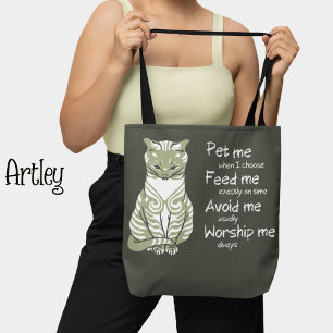 Modern Grey Funny Cat Phrase Pet Painting Tote Bag
