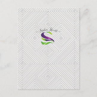 Modern Grey Geometric Diamond Line Pattern Custom  Postcard
