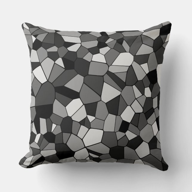 Modern Grey Geometric Mosaic Cushion (Front)