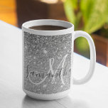 Modern Grey Glitter Sparkles Personalised Name Coffee Mug<br><div class="desc">Introducing the exquisite Modern Grey Glitter Sparkles with Personalised Name product, a stunning combination of contemporary design and personalised elegance. This product features a captivating backdrop in a modern shade of grey, exuding sophistication and style. The subdued yet chic colour sets the stage for the mesmerising sparkle of glitter, which...</div>