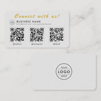 Modern Grey Gold 3 QR Code Multi Social Business Card