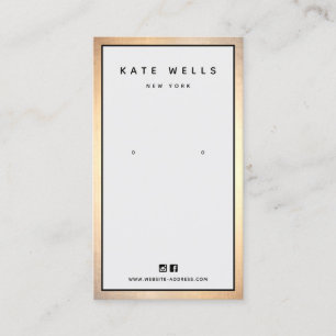 Modern Grey Gold Border Earring Display Holder Business Card