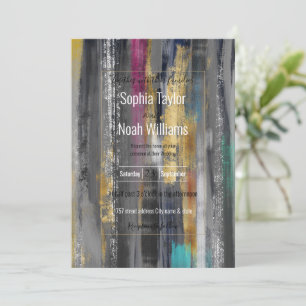 Modern Grey Gold Brushstrokes Abstract Painting