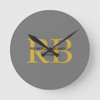 Modern Grey Gold Colour Monogram Add Name Initials