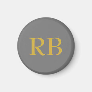 Modern Grey Gold Colour Monogram Initials Magnet