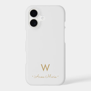 Modern Grey Gold Script Monogram