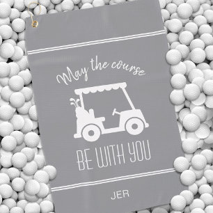 Modern Grey Golf Cart Monogrammed Golfer Cute    Towel