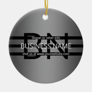 Modern Grey Gradient & Horizontal Black Stripes Ceramic Ornament